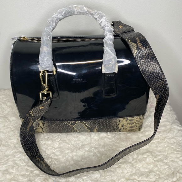 Furla Candy Bag Black with Snakeskin Accents - Picture 7 of 10